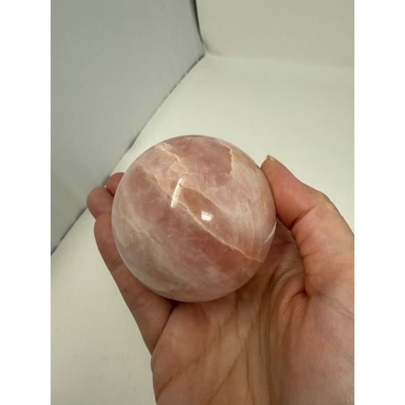 Large Rose Quartz Sphere 2.5 in. Crystal Ball Healing Energy Meditation Decor - Picture 3 of 6